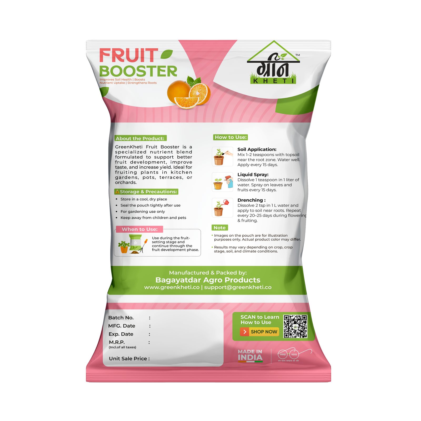 GreenKheti Fruit Booster Powder Back Pouch