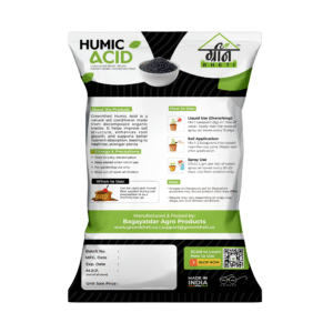 GreenKheti Humic Acid organic humic acid fertilizer 900 g Approx 1 Kg back view showing usage instructions and benefits