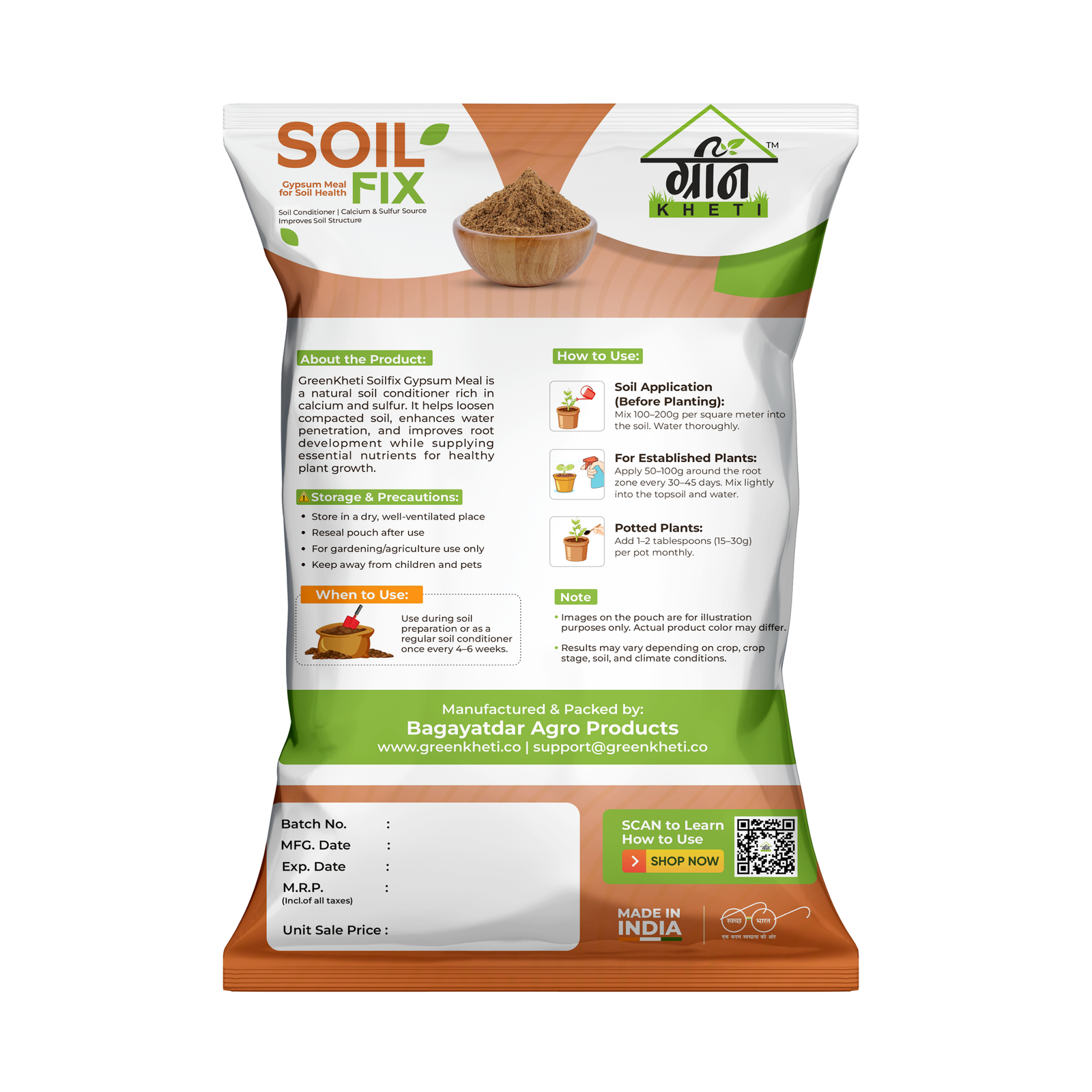 GreenKheti Soil Fix Gypsum Meal Back Pouch