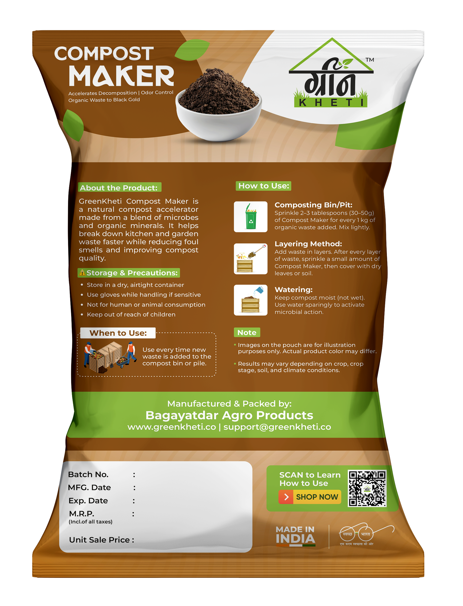 GreenKheti Compost Maker Powder Back Pouch