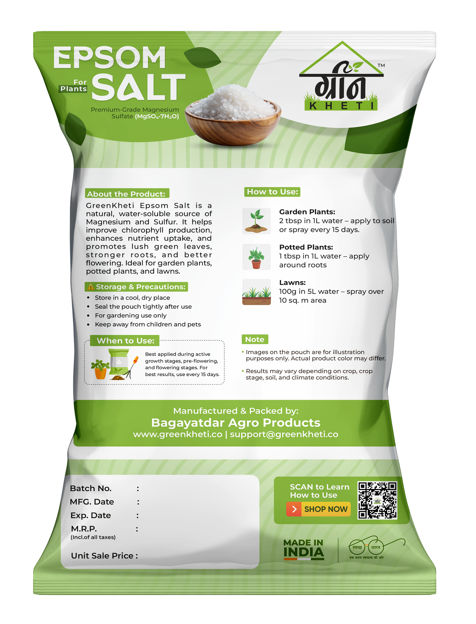 Epsom Salt for Plants Back Pouch