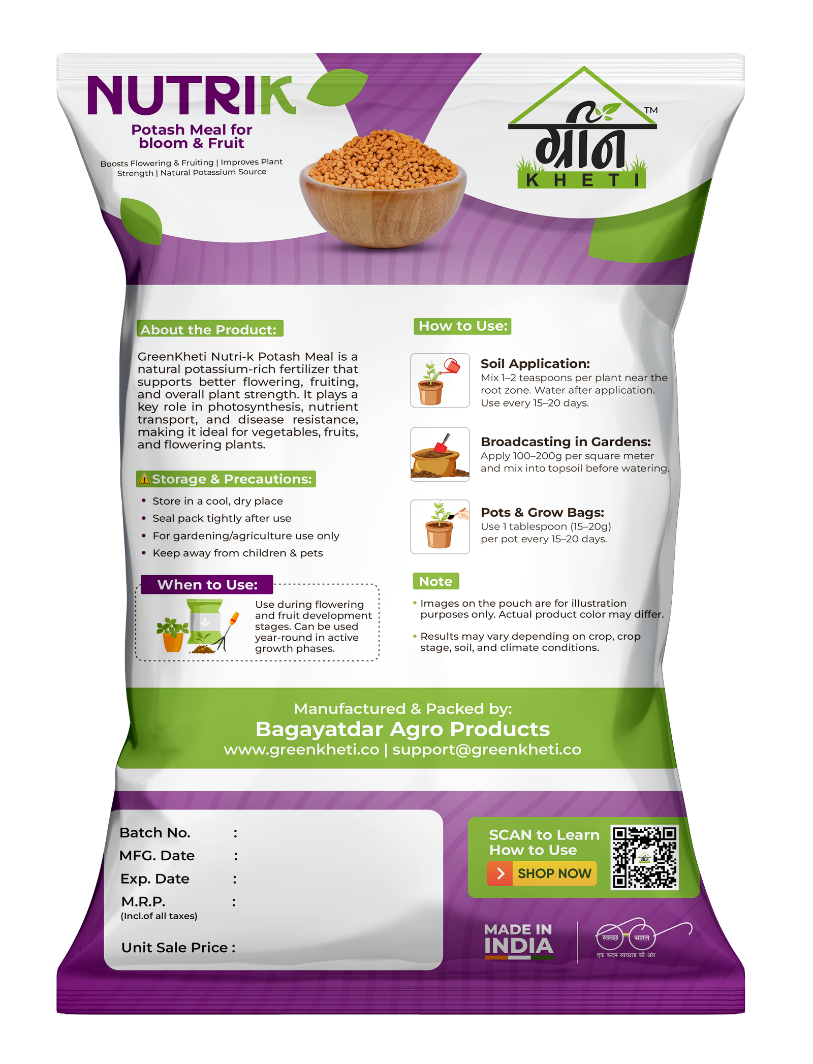 GreenKheti NutriK Potash Meal Back Side